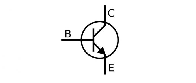 Symbol graficzny tranzystora w obwodzie