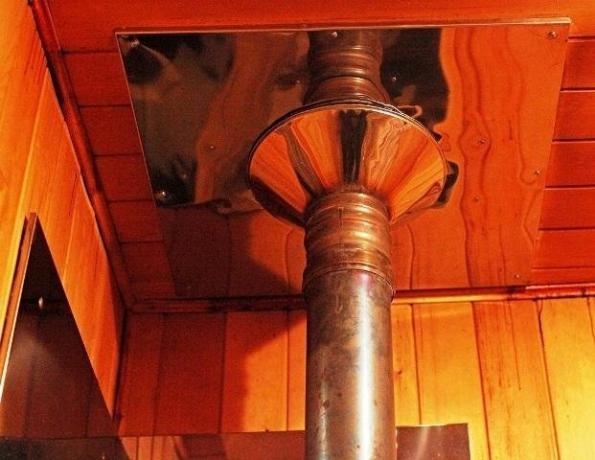 Jeśli komin jest prowadzony przy użyciu bezpiecznych konstrukcji drewnianej, odległość może być zmniejszona do 25 cm.